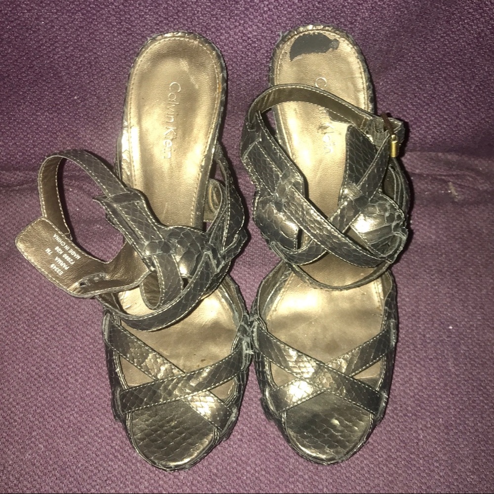 Calvin Klein Charcoal Snakeskin heels - Size 7